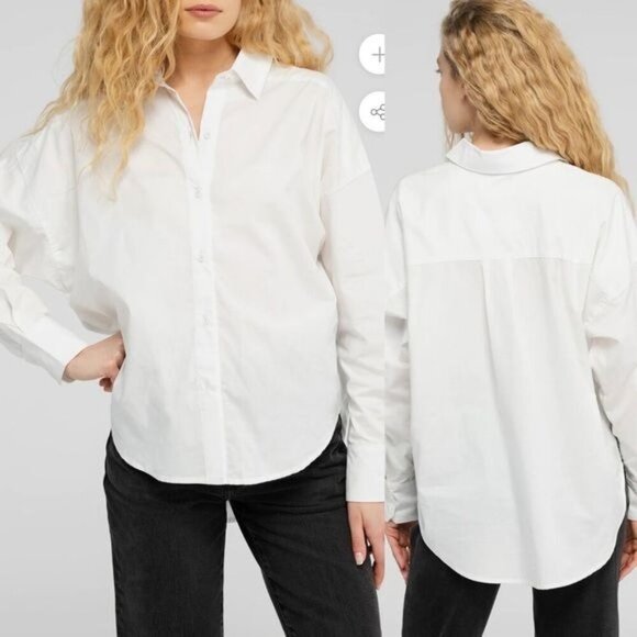 Outland Denim organic cotton Margot button down Shirt - White Sz M NWT - Picture 7 of 10